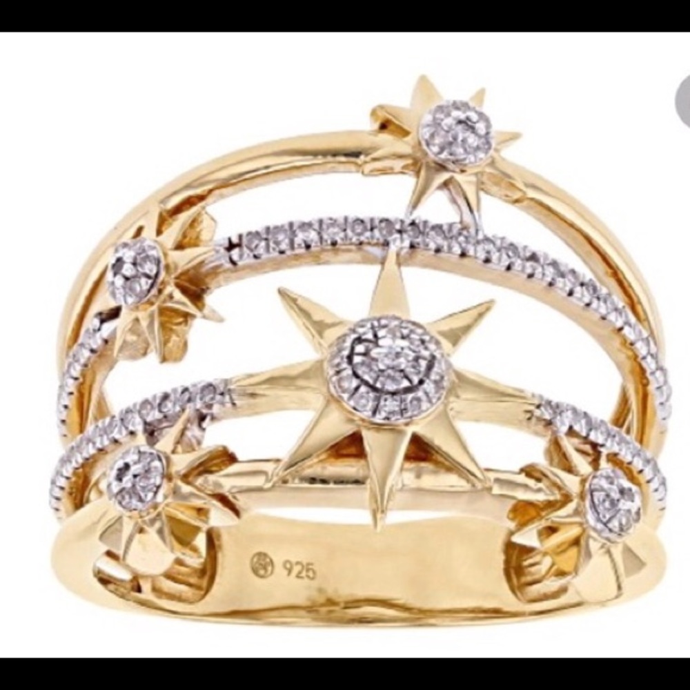 White Diamond 0.15ct Vermeil Star Ring Sz 8